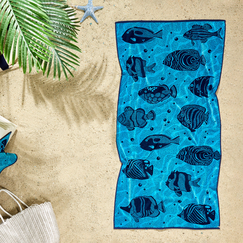 Sea Turtle Design Beach Towel - 100% Turkish Cotton & Sand-Free