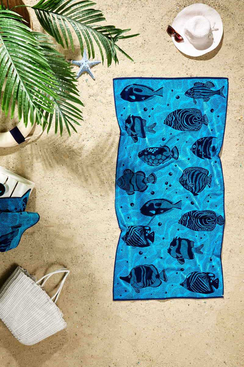 Sea Turtle Design Beach Towel - 100% Turkish Cotton & Sand-Free