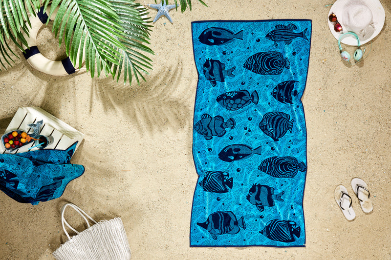 Sea Turtle Design Beach Towel - 100% Turkish Cotton & Sand-Free
