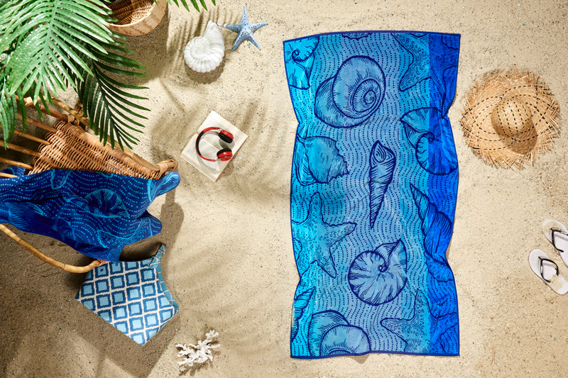 Sea Turtle Design Beach Towel - 100% Turkish Cotton & Sand-Free