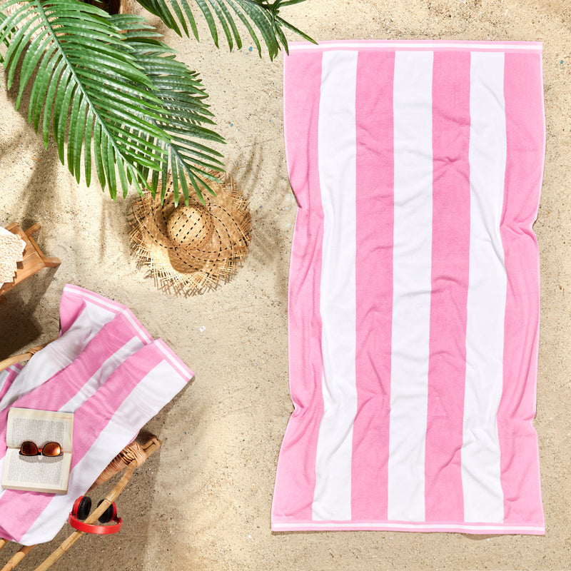 Cabana Stripe Beach Towel - 40x72” Oversized Turkish Cotton