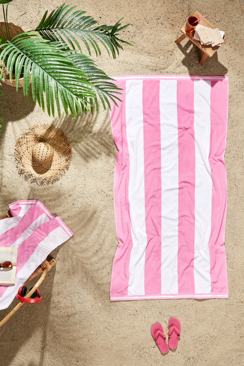 Cabana Stripe Beach Towel - 40x72” Oversized Turkish Cotton