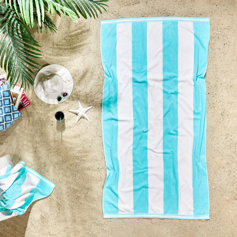 Cabana Stripe Beach Towel - 40x72” Oversized Turkish Cotton