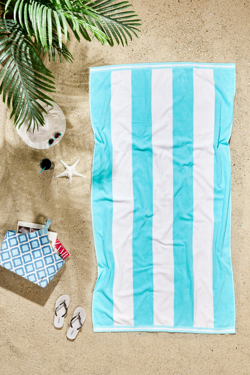 Cabana Stripe Beach Towel - 40x72” Oversized Turkish Cotton