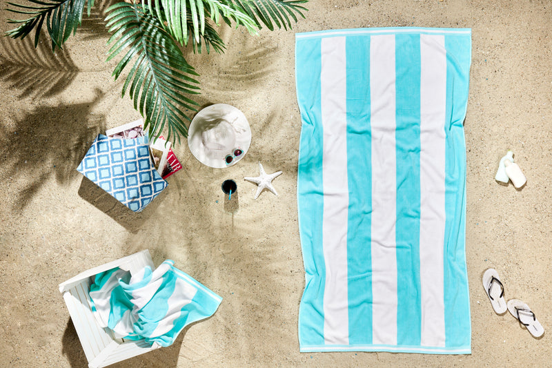 Cabana Stripe Beach Towel - 40x72” Oversized Turkish Cotton