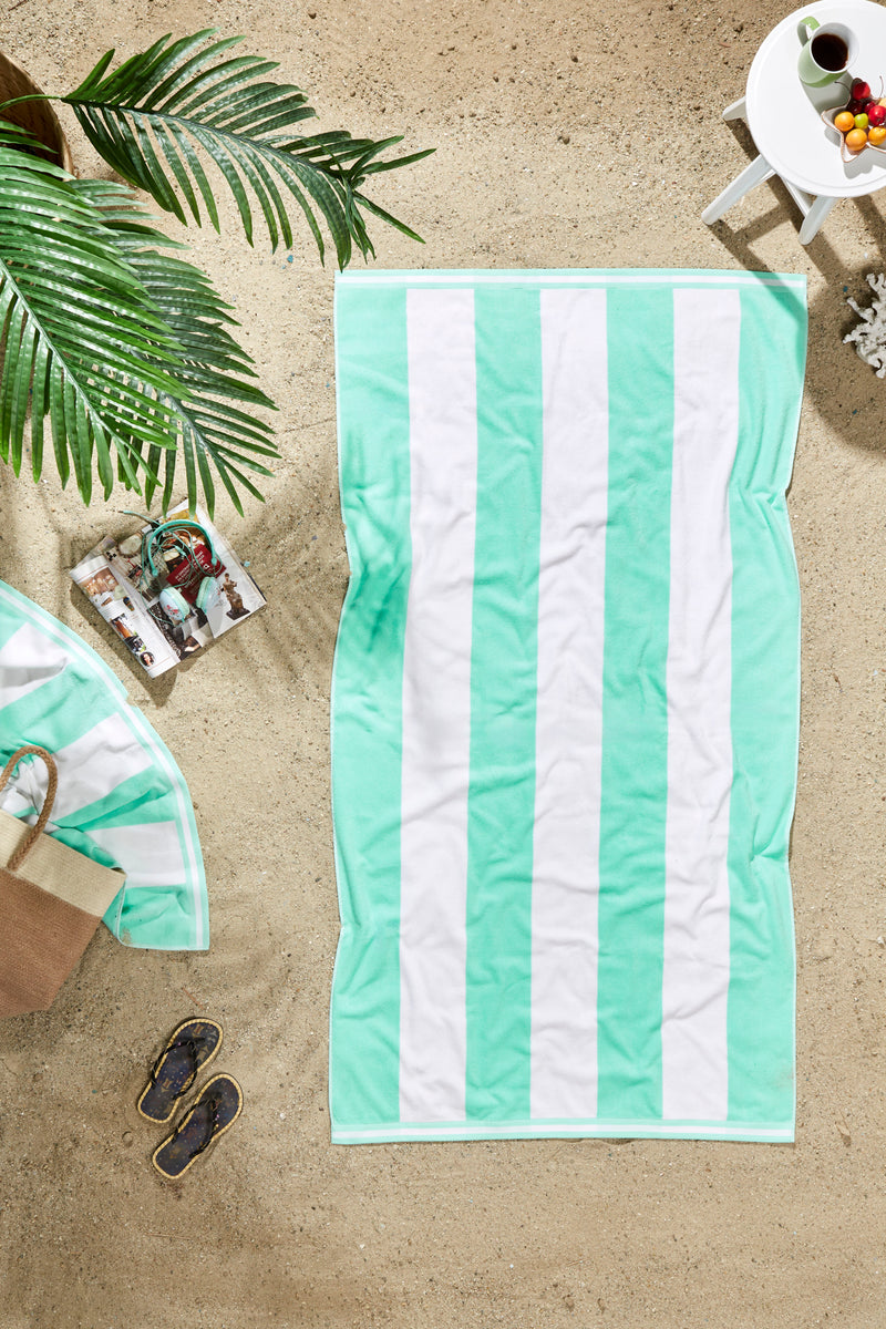 Cabana Stripe Beach Towel - 40x72” Oversized Turkish Cotton