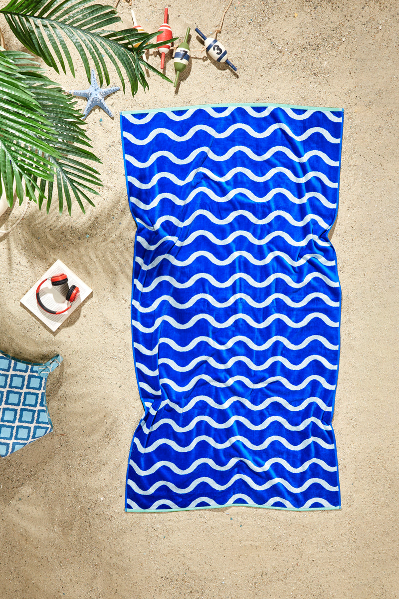 Sea Life Design Beach Towel - 500GSM 100% Turkish Cotton & Sand-Free
