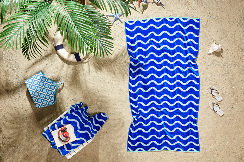 Sea Life Design Beach Towel - 500GSM 100% Turkish Cotton & Sand-Free