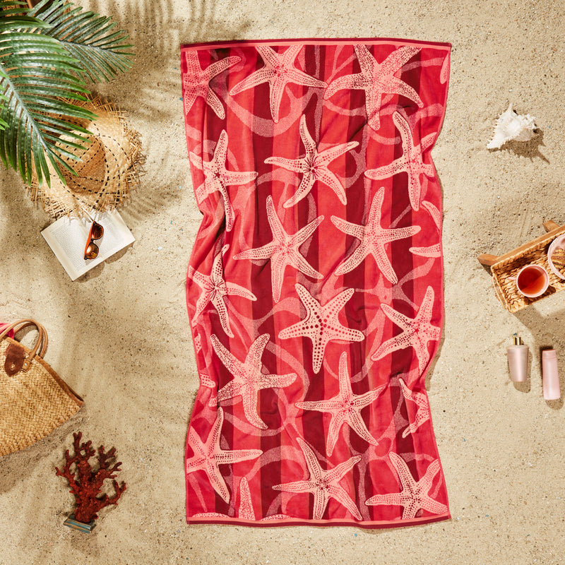 Sea Life Design Beach Towel - 500GSM 100% Turkish Cotton & Sand-Free