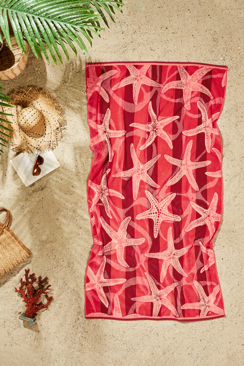 Sea Life Design Beach Towel - 500GSM 100% Turkish Cotton & Sand-Free