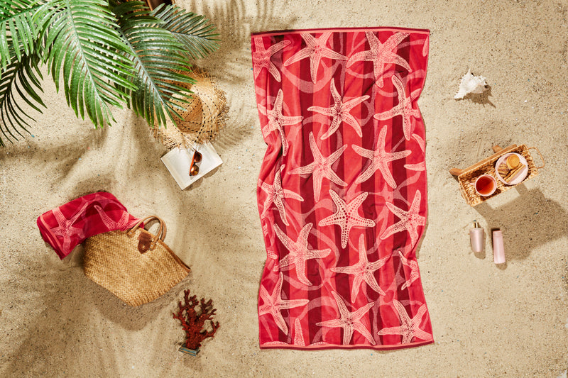 Sea Life Design Beach Towel - 500GSM 100% Turkish Cotton & Sand-Free