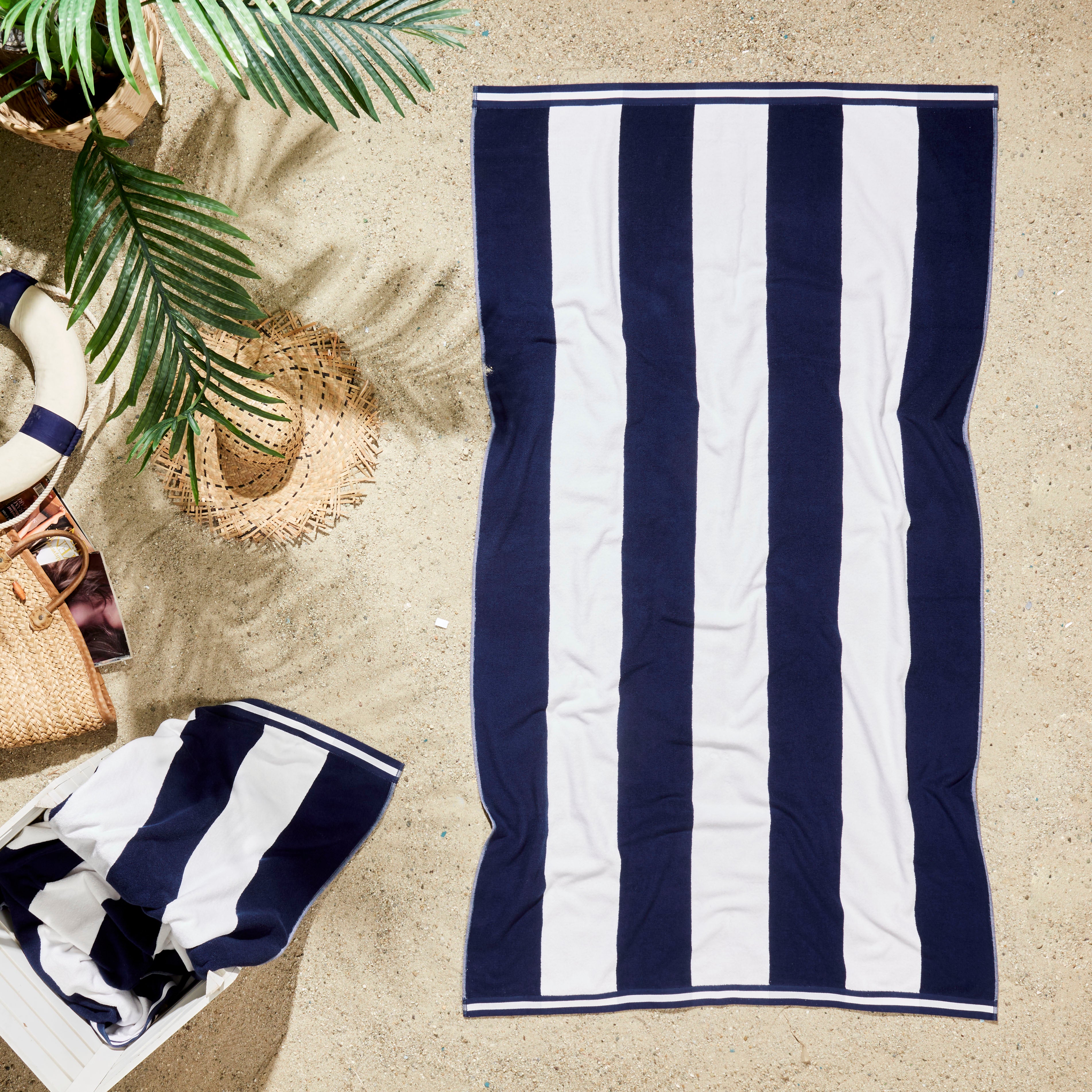 Cabana Stripe Beach Towel - 40x72” Oversized Turkish Cotton