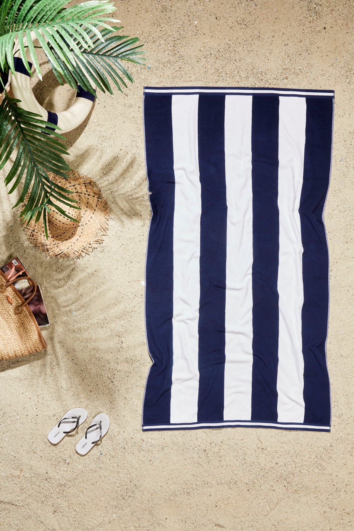 Cabana Stripe Beach Towel - 40x72” Oversized Turkish Cotton