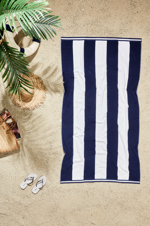 Cabana Stripe Beach Towel - 40x72” Oversized Turkish Cotton