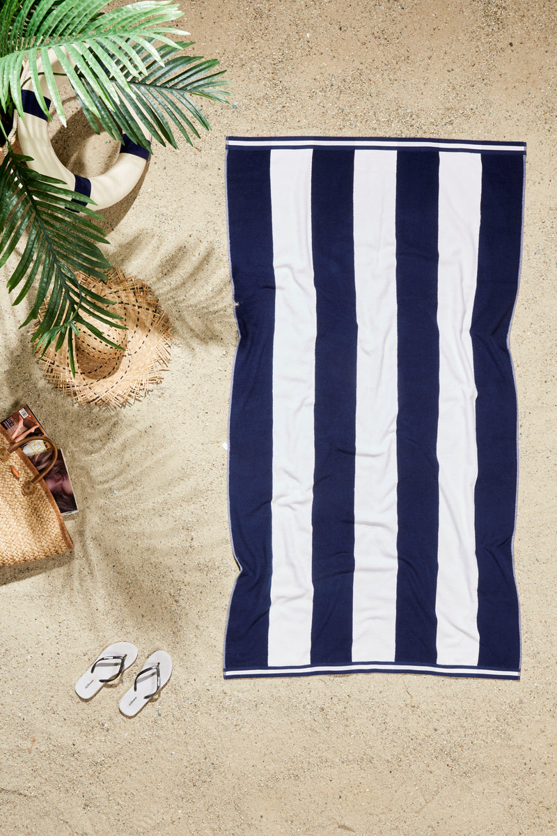 Cabana Stripe Beach Towel - 40x72” Oversized Turkish Cotton