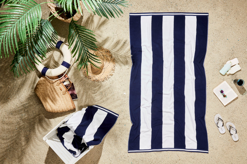 Cabana Stripe Beach Towel - 40x72” Oversized Turkish Cotton