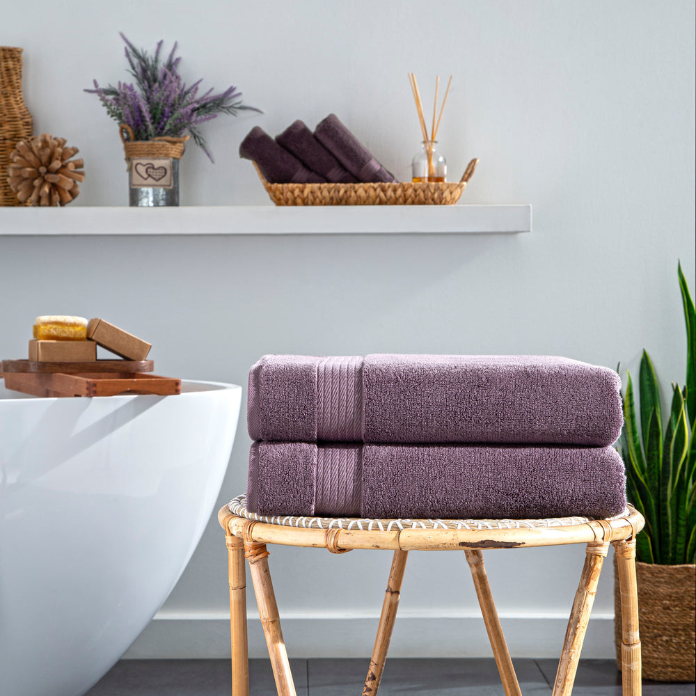 Sarry 2-Piece Bath Towel Set - 30x60" 550 GSM Turkish Cotton, Orchid