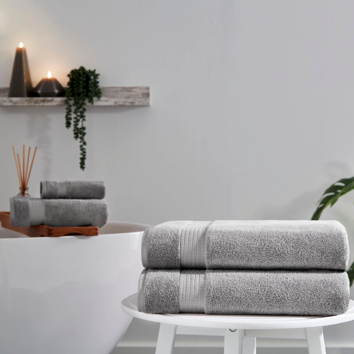 Sarry 2-Piece Bath Towel Set - 30x60" 550 GSM Turkish Cotton