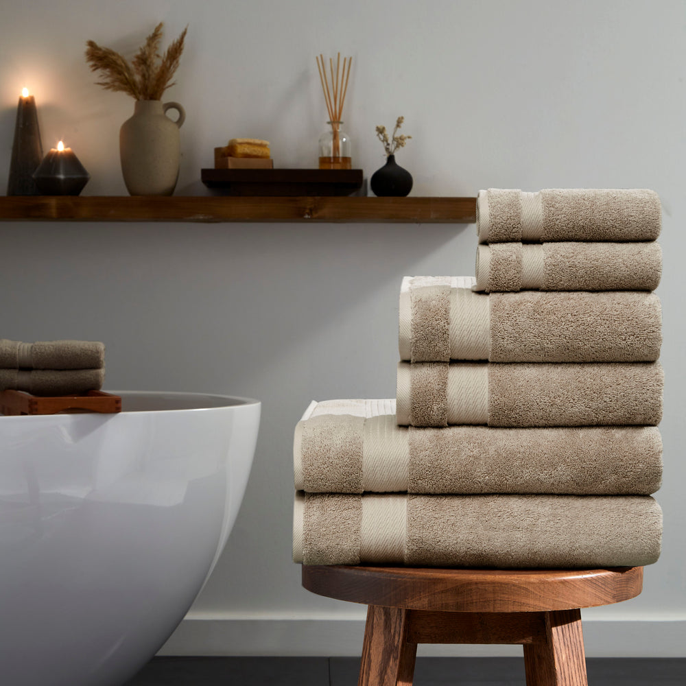 Sarry 6-Piece Luxury Bath Towel Set - 100% Turkish Cotton, Seahorse Beige