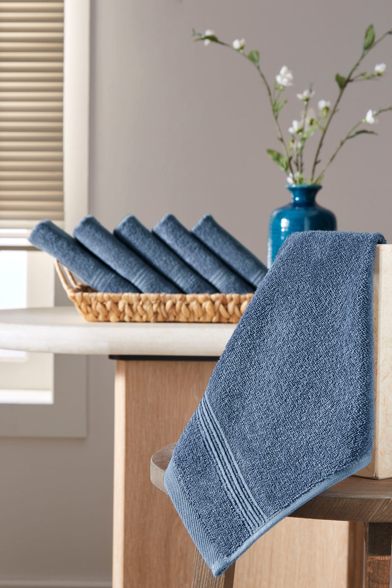 Werty 6-Piece Washcloth Set - 13x13” 100% Turkish Cotton