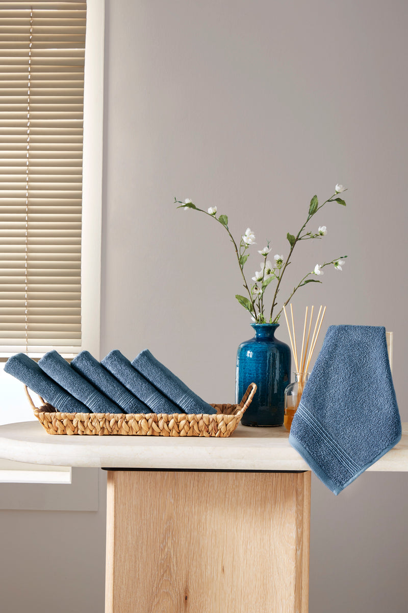 Werty 6-Piece Washcloth Set - 13x13” 100% Turkish Cotton