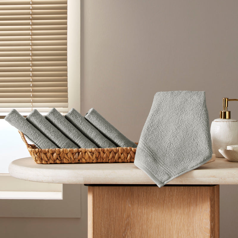 Werty 6-Piece Washcloth Set - 13x13” 100% Turkish Cotton