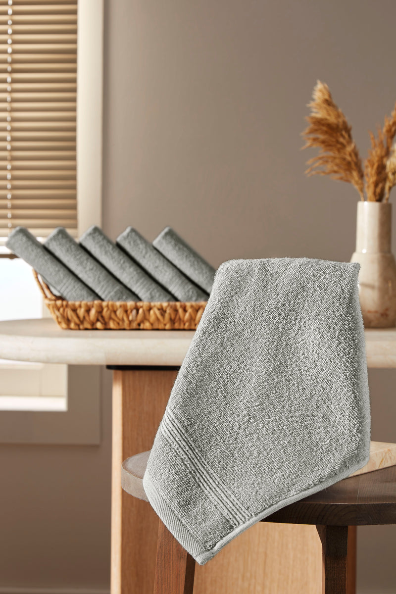 Werty 6-Piece Washcloth Set - 13x13” 100% Turkish Cotton