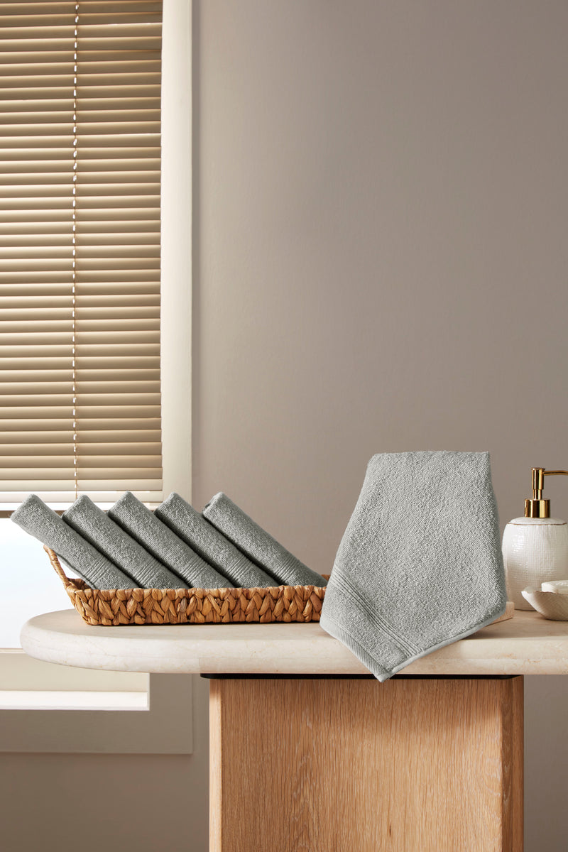 Werty 6-Piece Washcloth Set - 13x13” 100% Turkish Cotton