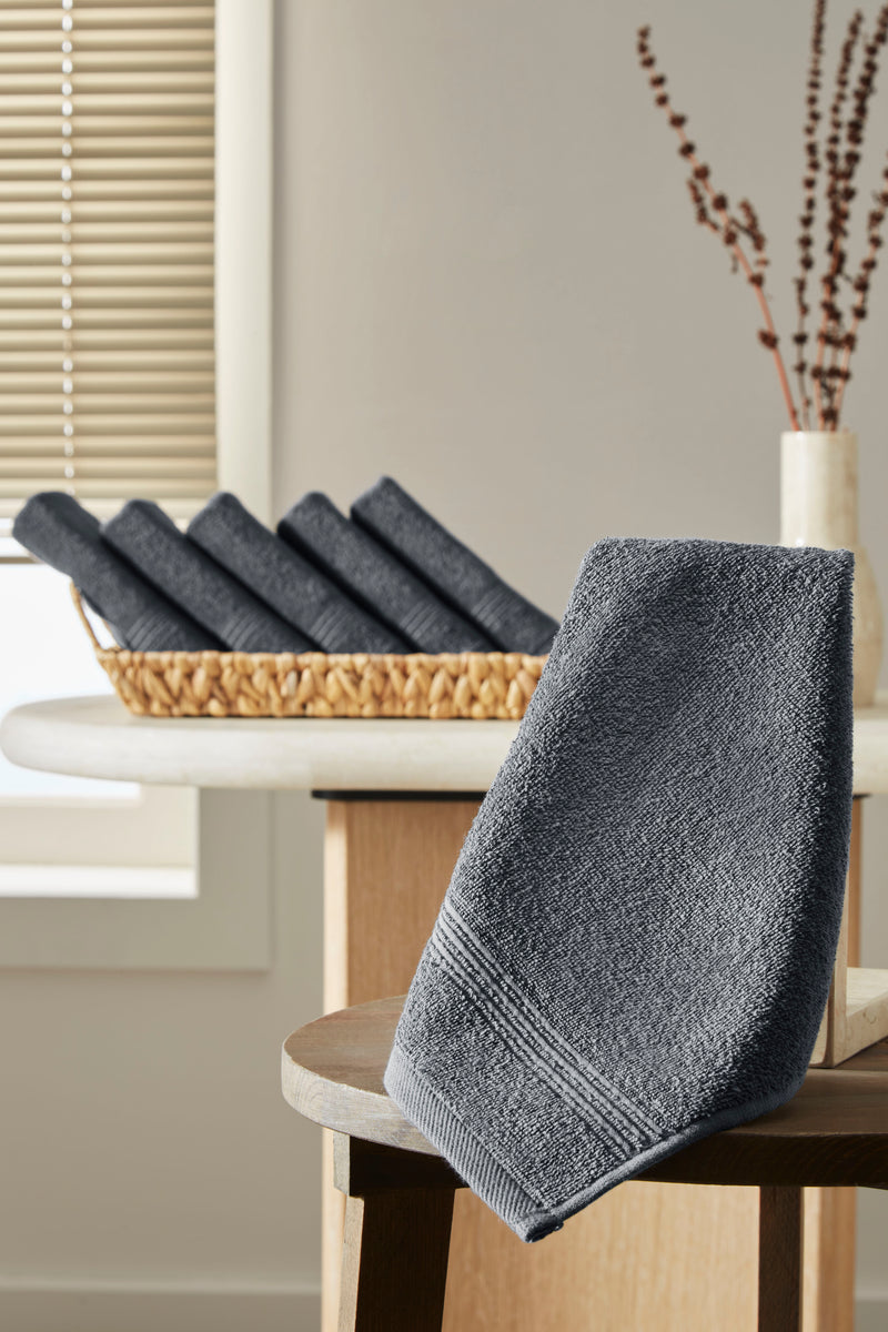 Werty 6-Piece Washcloth Set - 13x13” 100% Turkish Cotton