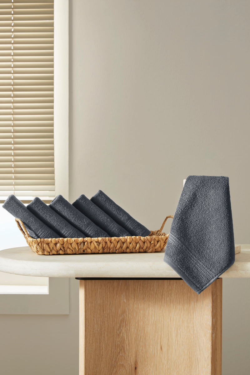 Werty 6-Piece Washcloth Set - 13x13” 100% Turkish Cotton