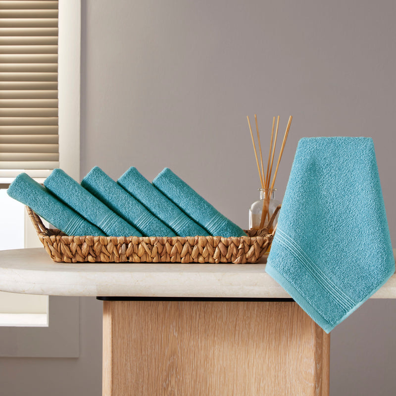 Werty 6-Piece Washcloth Set - 13x13” 100% Turkish Cotton