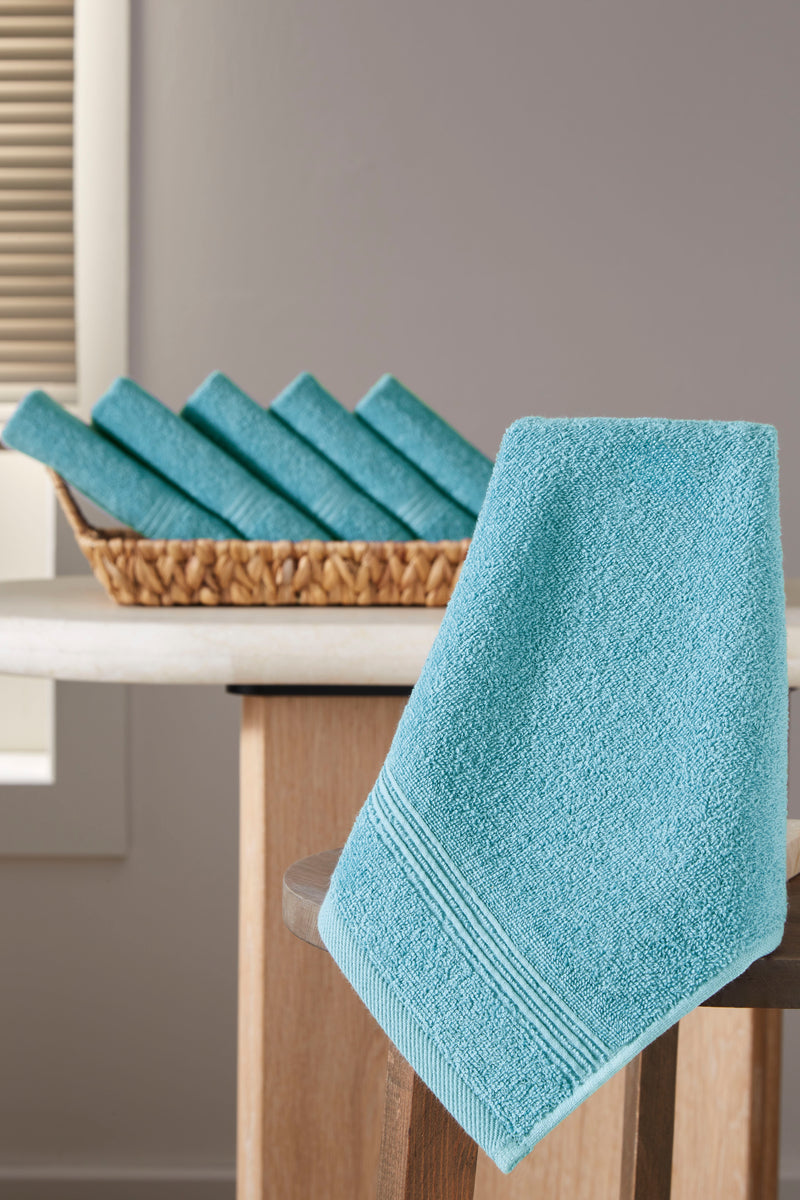 Werty 6-Piece Washcloth Set - 13x13” 100% Turkish Cotton