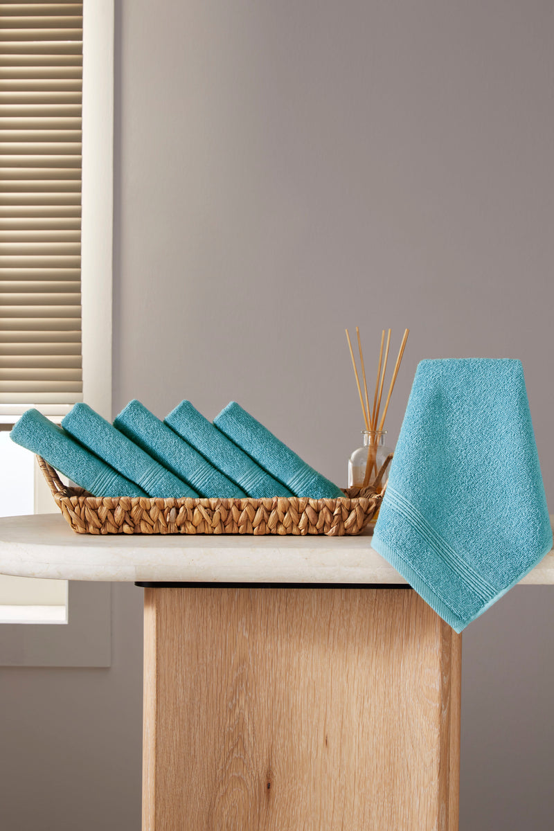 Werty 6-Piece Washcloth Set - 13x13” 100% Turkish Cotton