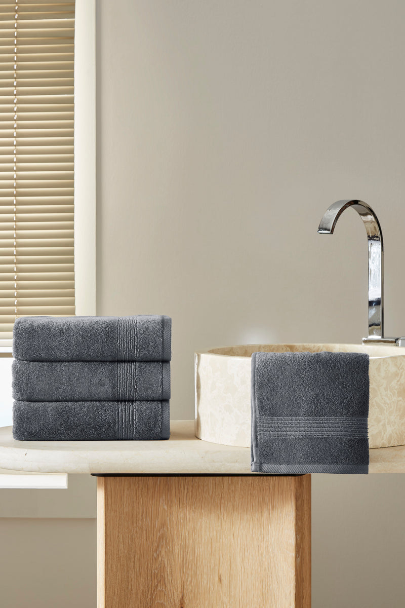Werty 4-Piece Hand Towel Set - 16x30” 100% Turkish Cotton