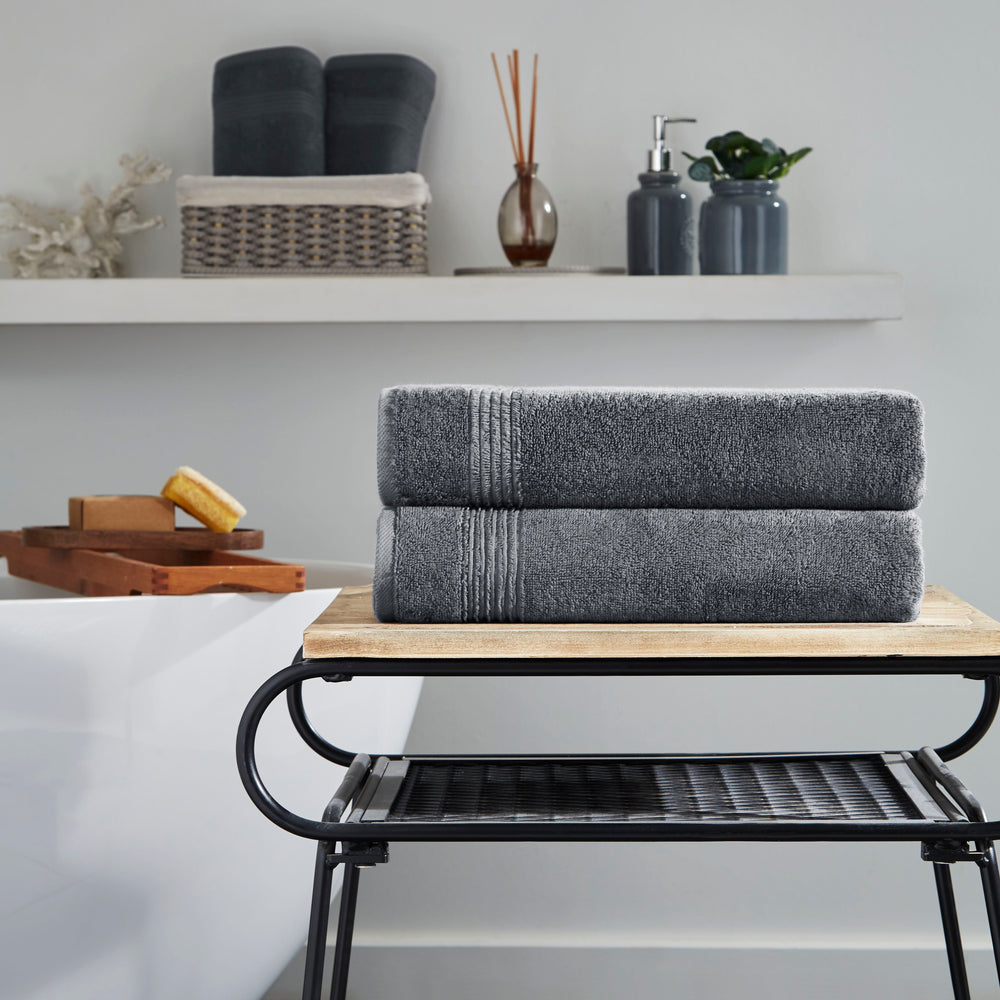 Werty 2-Piece Bath Towel Set - 27x54” 100% Luxury Turkish Cotton, Anthracite Gray