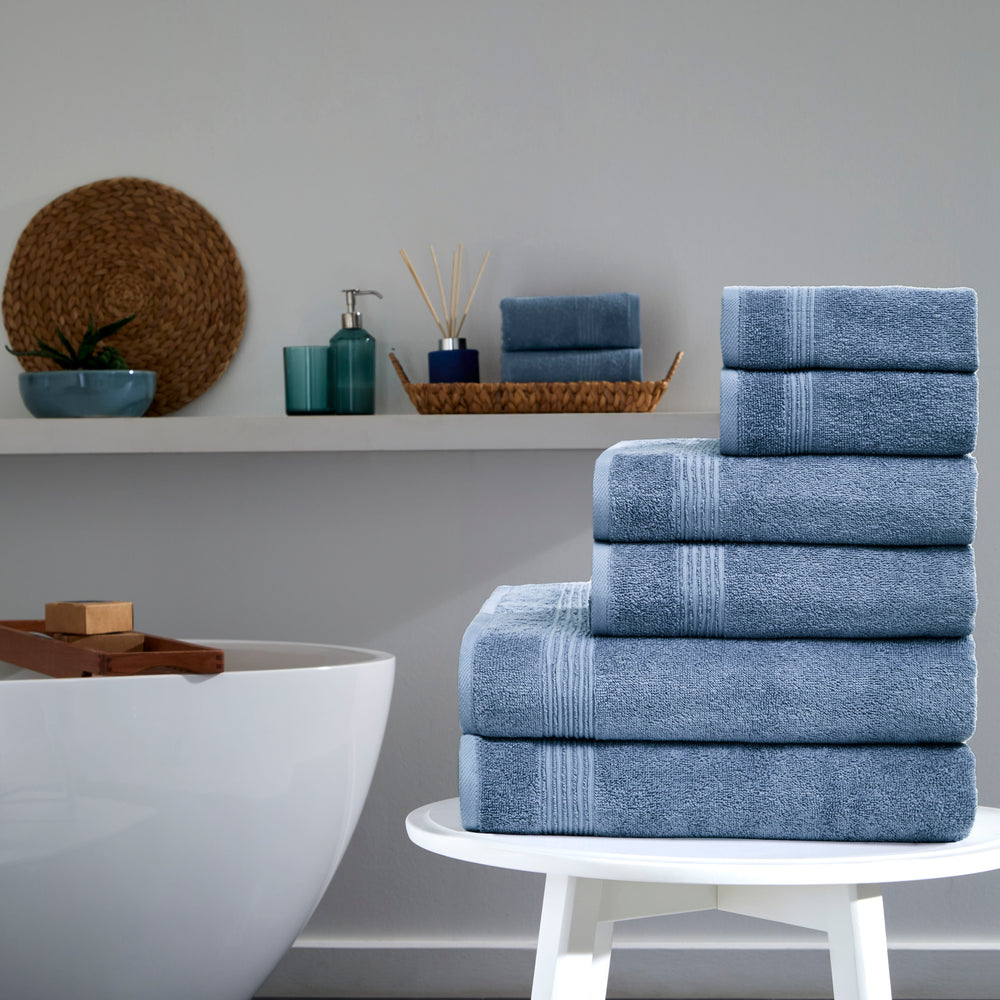 Werty 6-Piece Complete Bath Towel Set - 100% Luxury Turkish Cotton, Ocean Blue
