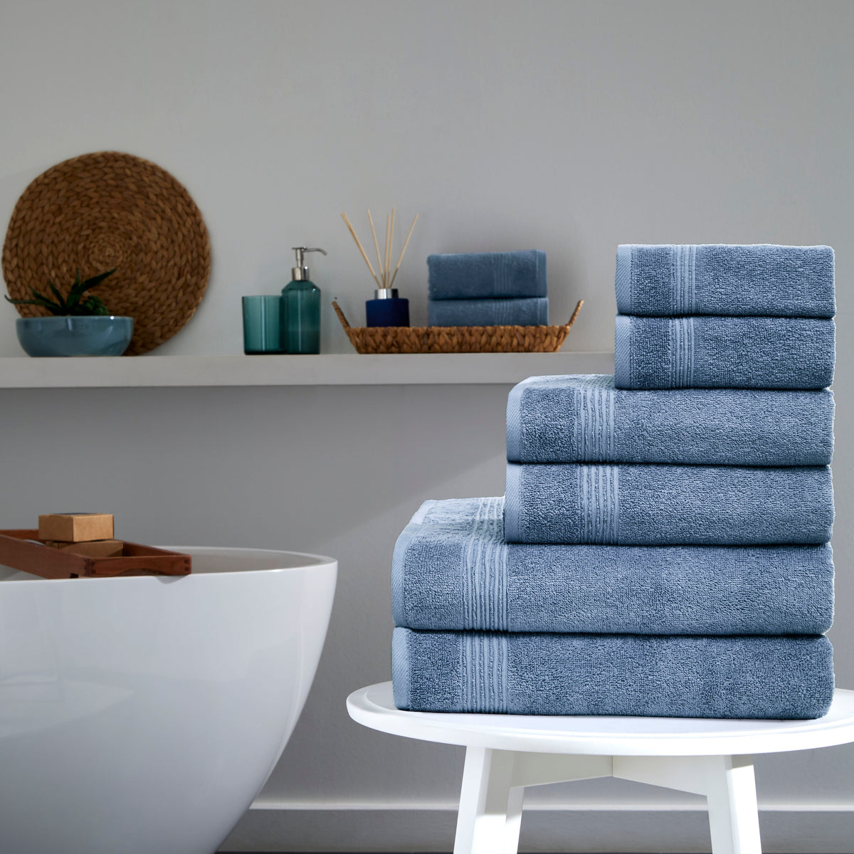 Werty 6-Piece Complete Bath Towel Set - 100% Luxury Turkish Cotton
