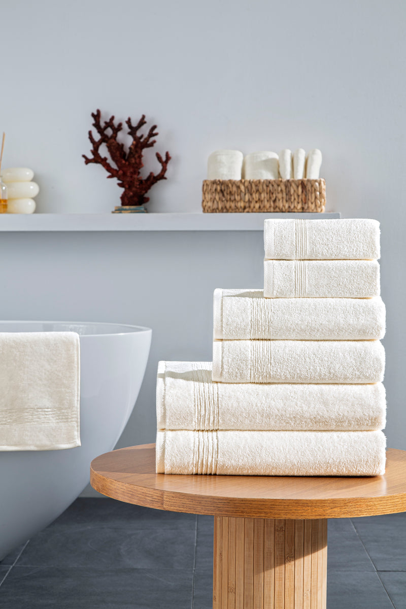Werty 6-Piece Complete Bath Towel Set - 100% Luxury Turkish Cotton