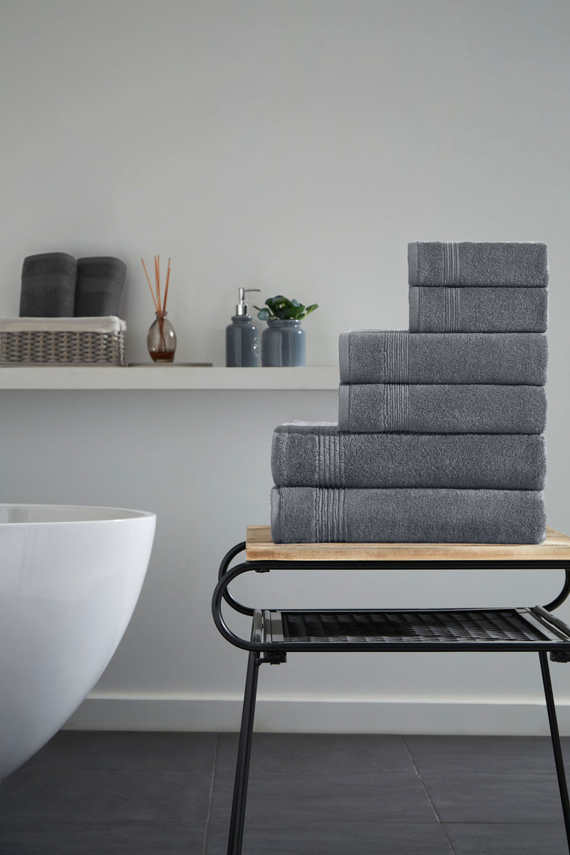Werty 6-Piece Complete Bath Towel Set - 100% Luxury Turkish Cotton