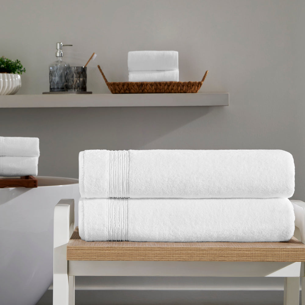 Werty 2-Piece Bath Sheet Set - 35x70” Oversized Luxury Turkish Cotton, Bright White