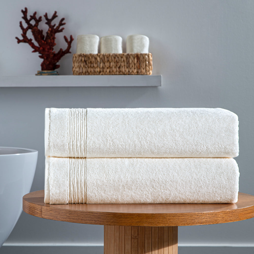 Werty 2-Piece Bath Sheet Set - 35x70” Oversized Luxury Turkish Cotton, Ivory