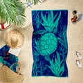 Sea Turtle Haven Beach Towel - Soft and Absorbent Turkish Cotton Texture